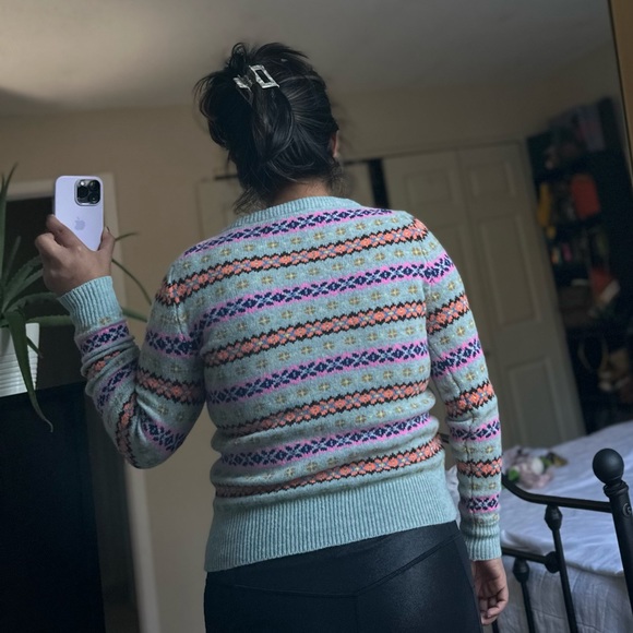 J. Crew lamb wool holiday multi color crewneck sweater small - Picture 13 of 15